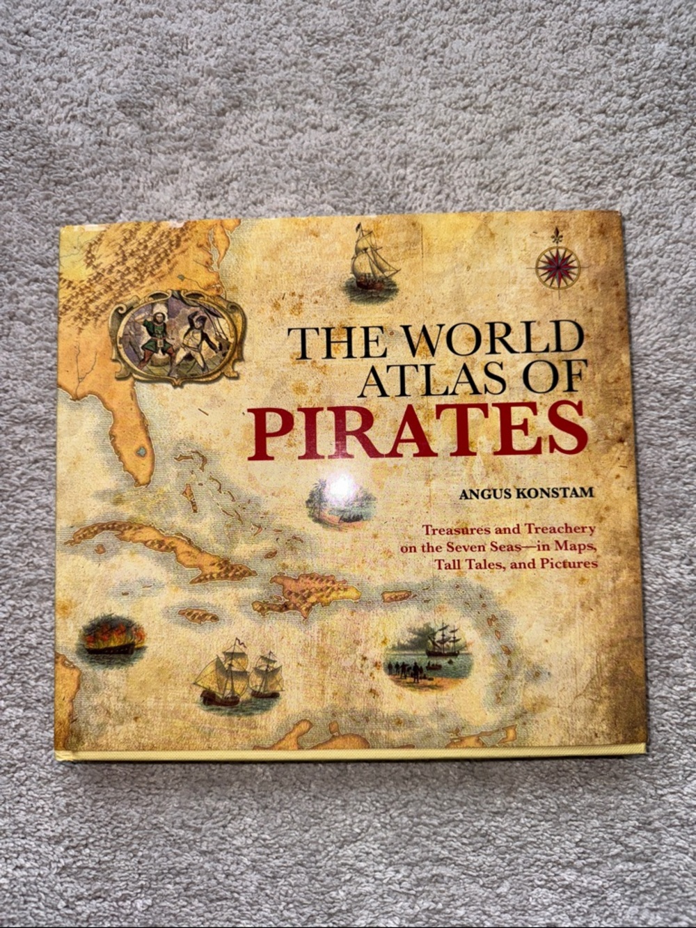 The World Atlas of Pirates by Angus Konstam - Vintage Map Cover (Beige, Red)